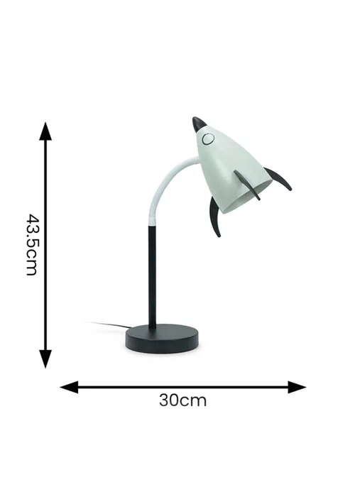 ValueLights Rocket Blue Table Lamp with Tapered Shade - One Size Image 6