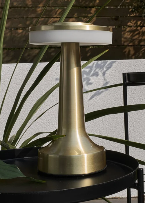 ValueLights Talance Antique Brass LED Rechargeable Dimmable Touch Table Lamp - One Size Image 3