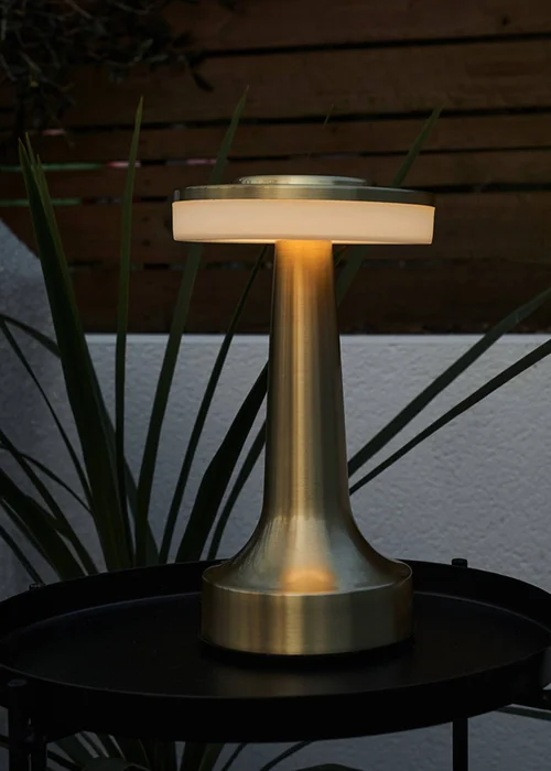 ValueLights Talance Antique Brass LED Rechargeable Dimmable Touch Table Lamp - One Size Image 1