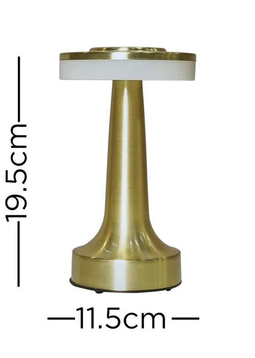 ValueLights Talance Antique Brass LED Rechargeable Dimmable Touch Table Lamp - One Size Image 4