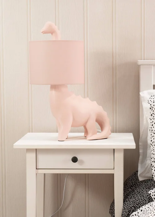 ValueLights Dinosaur Painted Pink Table Lamp with Golfball - One Size Image 1