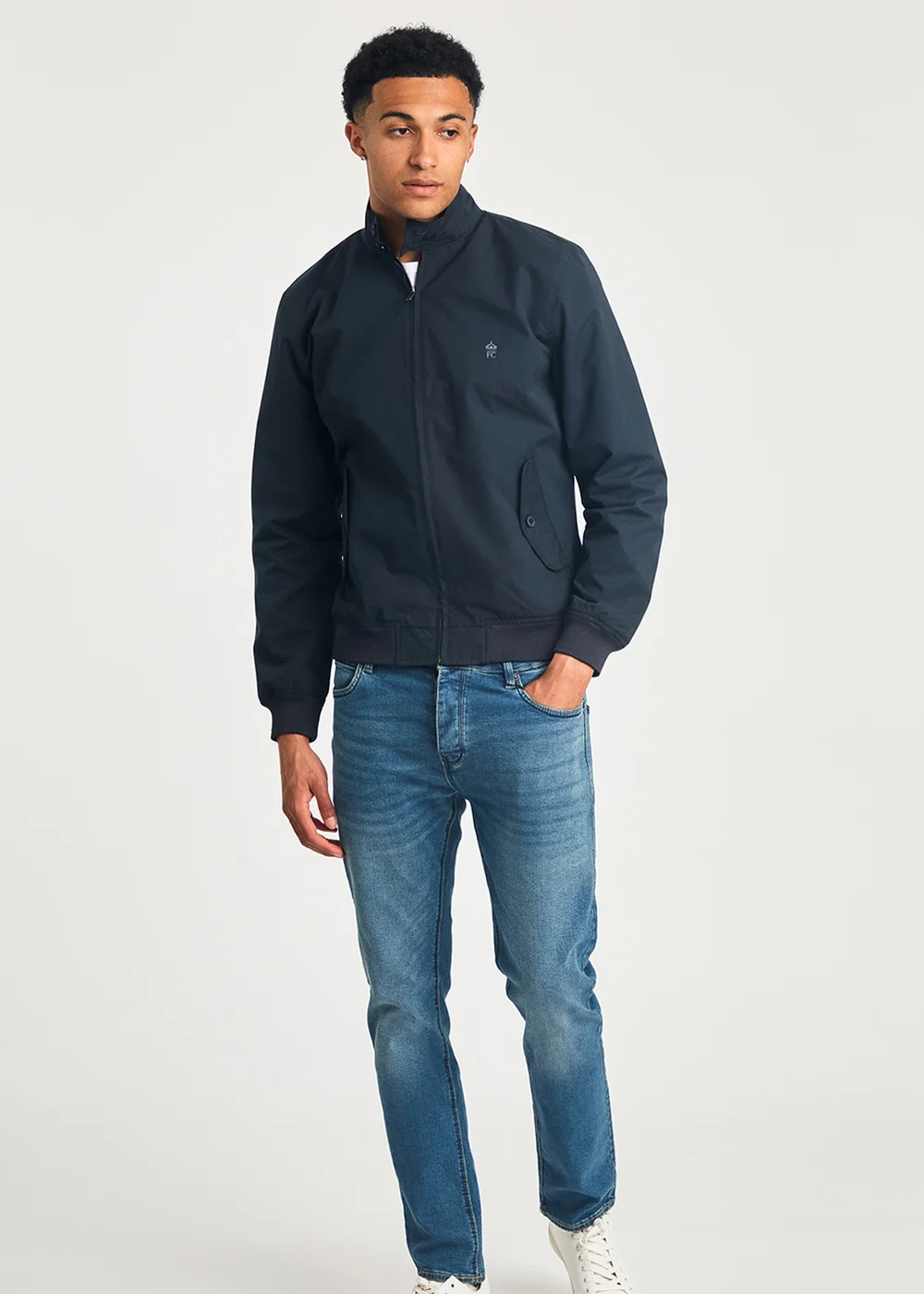 French Connection Navy Funnel Neck Harrington Jacket - M Image 3
