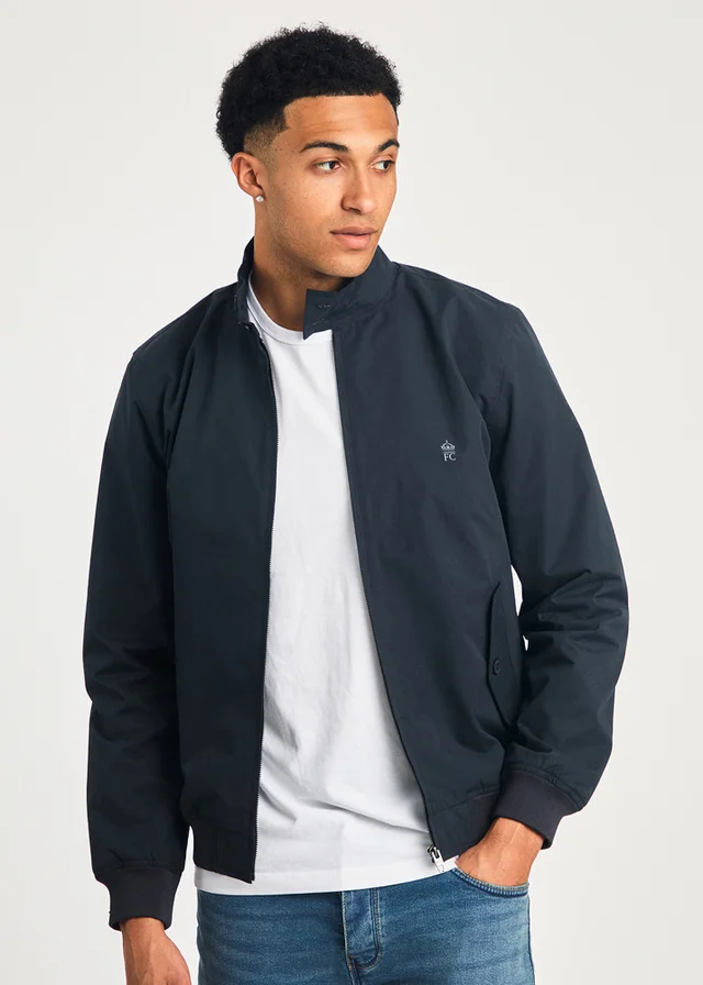 French Connection Navy Funnel Neck Harrington Jacket