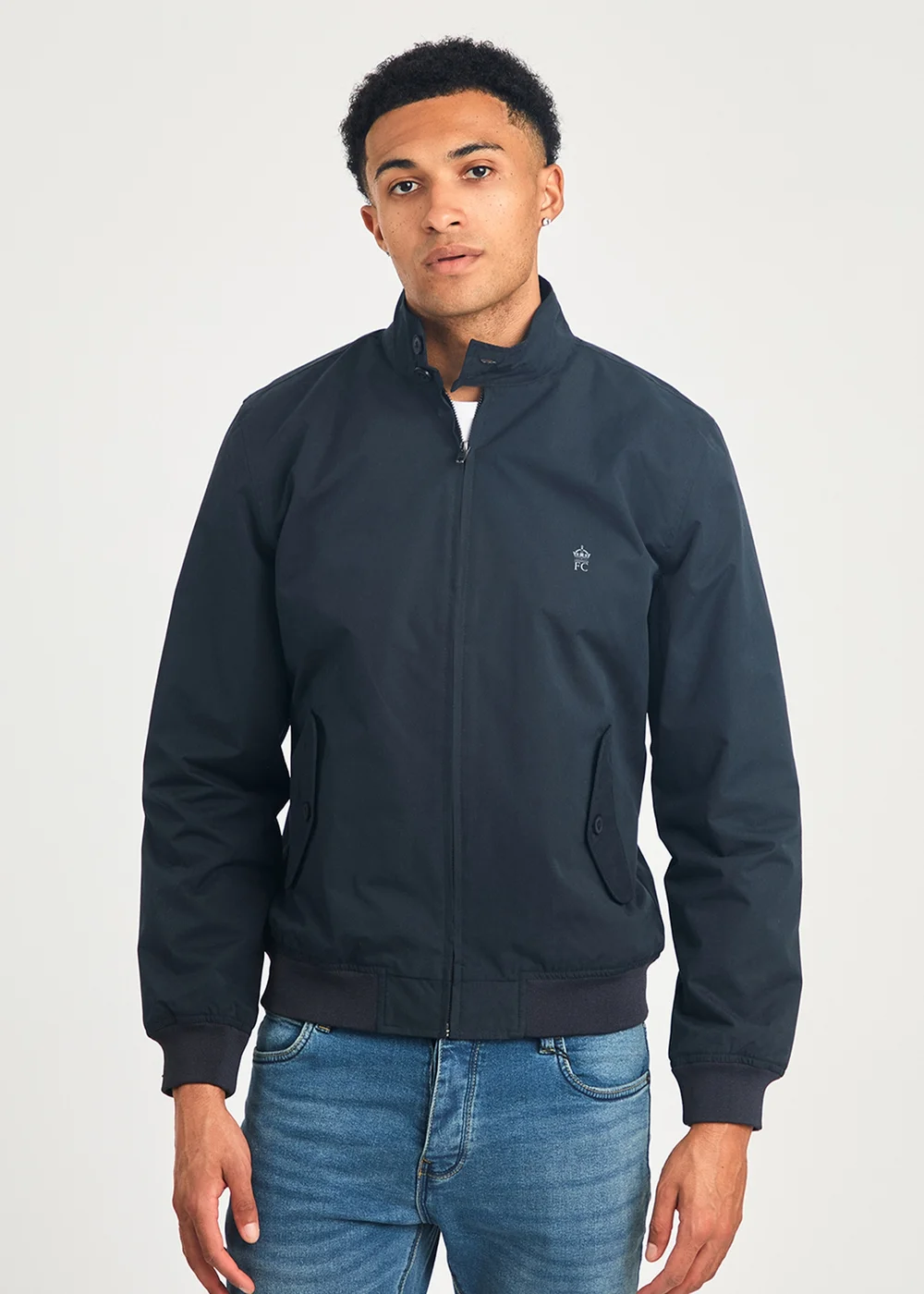 French Connection Navy Funnel Neck Harrington Jacket - M Image 5