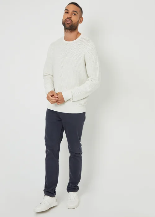 Threadbare Natural Crochet Knit Crew Neck Jumper - S Image 4