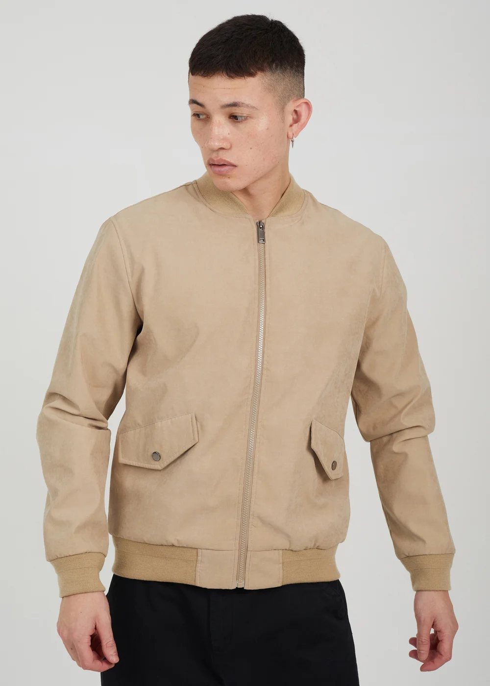 Brave Soul Stone Lightweight Bomber Jacket - S Image 1