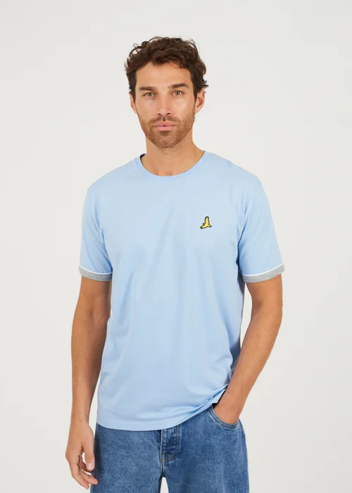 Brave Soul Light Blue Crew Neck T-Shirts with Contrast Piping 3-Pack - S Image 1