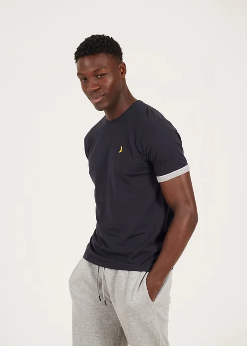 Brave Soul Navy Crew Neck T-Shirts with Contrast Piping 3-Pack - S Image 1
