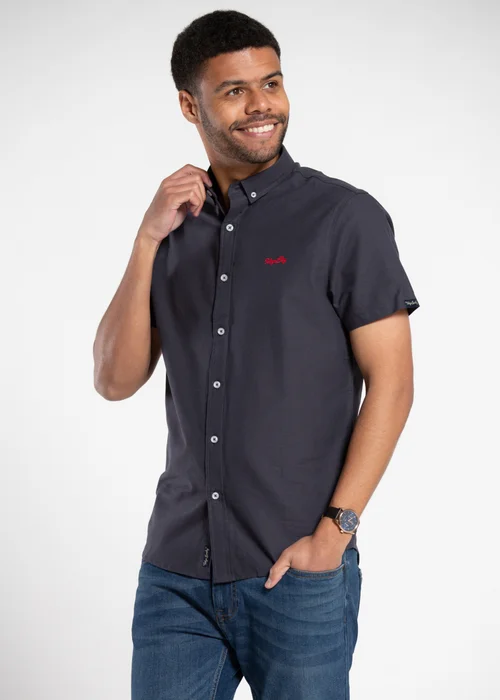 Tokyo Laundry Navy Cotton Short Sleeved Button-Up Oxford Shirt - S Image 1