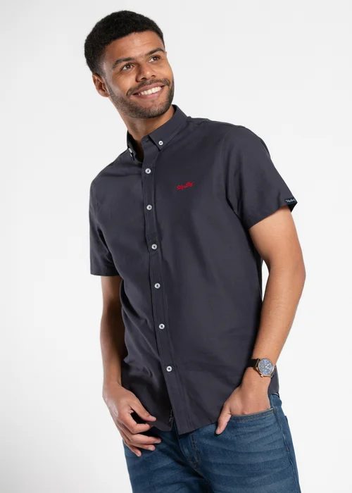 Tokyo Laundry Navy Cotton Short Sleeved Button-Up Oxford Shirt - S Image 4