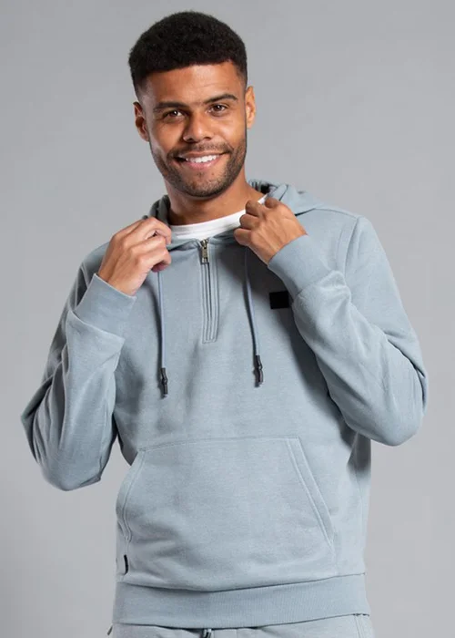 Tokyo Laundry Grey Cotton Blend Hoody with Neck Zip Fastening - L Image 1