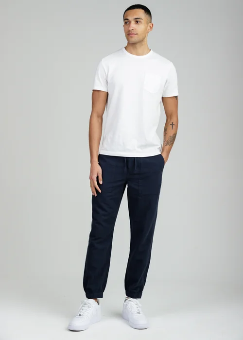 Tokyo Laundry Navy Linen Blend Classic Fit Trousers - M Image 4