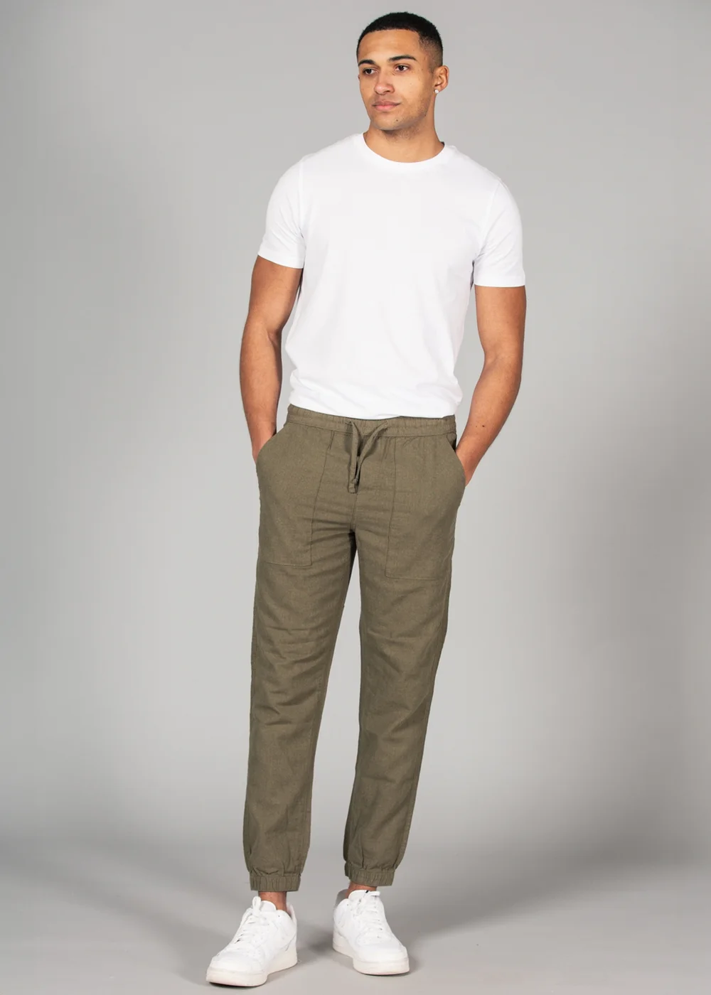 Tokyo Laundry Olive Linen Blend Classic Fit Trousers - 2XL Image 3