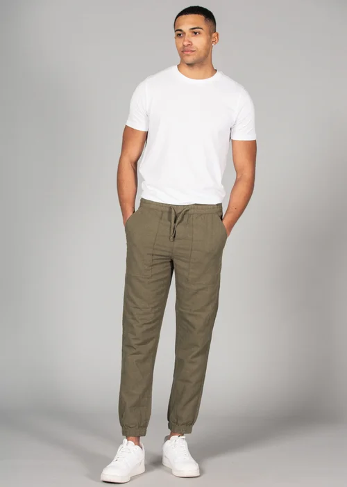 Tokyo Laundry Olive Linen Blend Classic Fit Trousers - 2XL Image 3