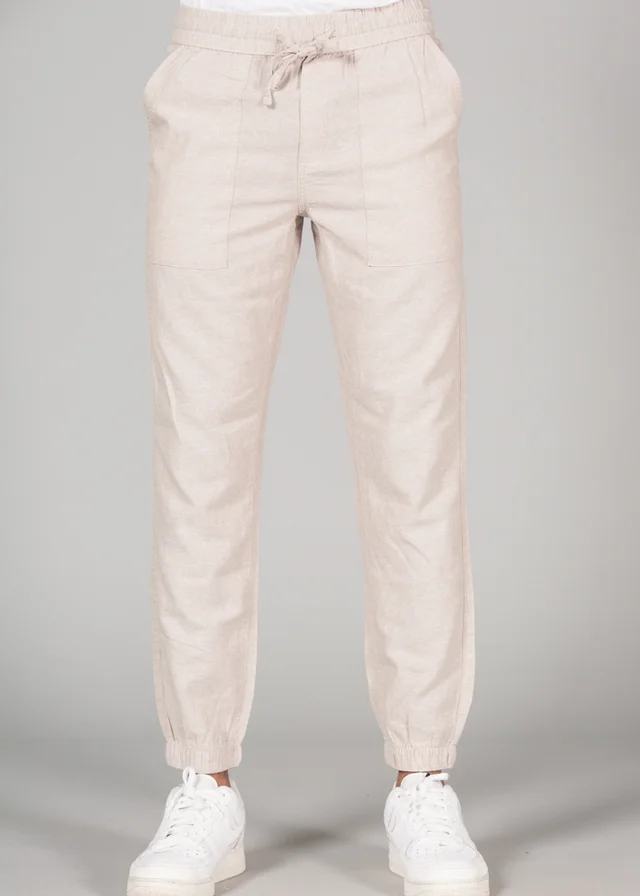 Tokyo Laundry Beige Linen Blend Classic Fit Trousers