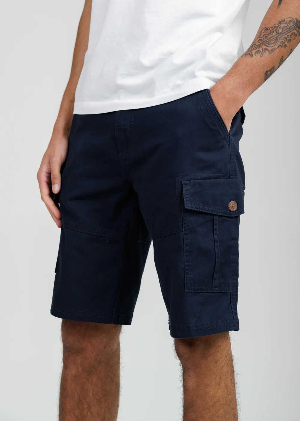 Tokyo Laundry Navy Cotton Cargo Shorts - 2XL Image 3