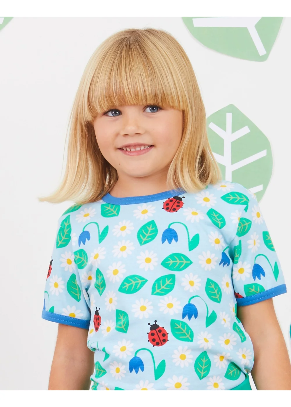 Toby Tiger Organic Blue Garden Print T-Shirt (3 months - 6 years) - 1-1.5 Yrs Image 1