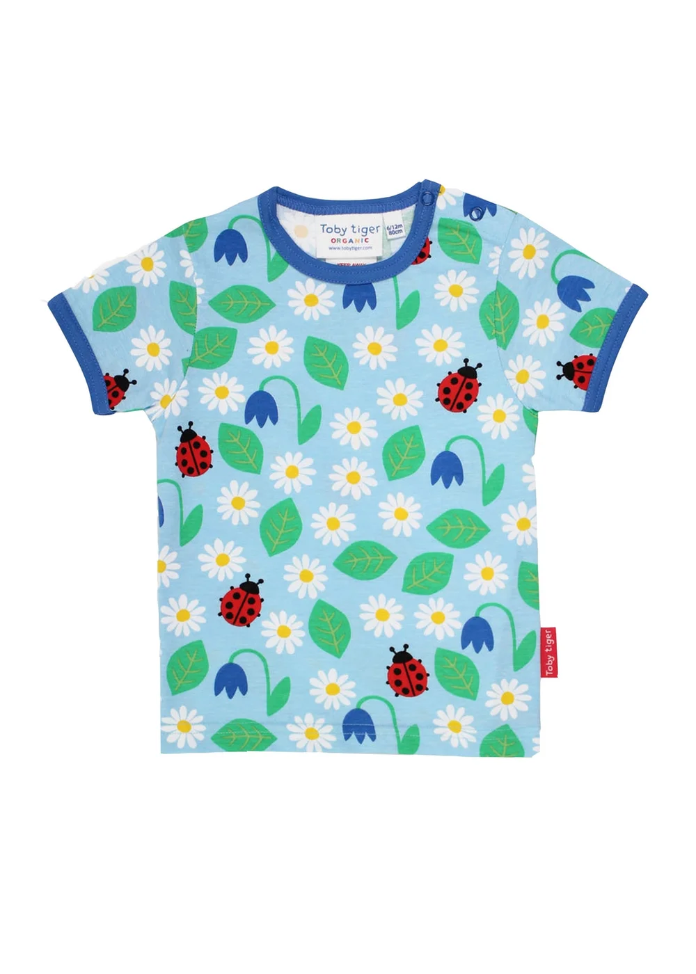 Toby Tiger Organic Blue Garden Print T-Shirt (3 months - 6 years) - 1-1.5 Yrs Image 2