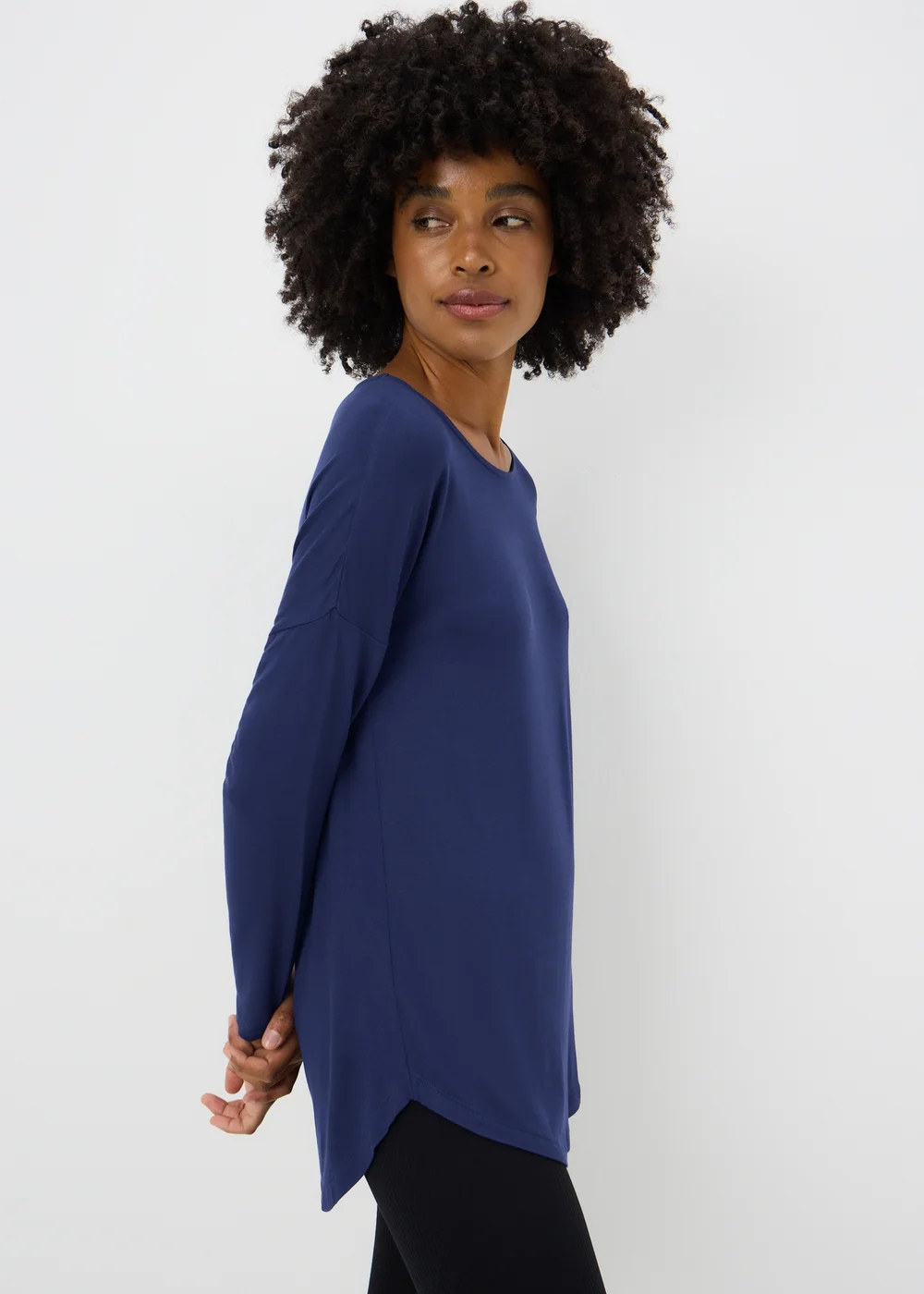 Navy Relaxed Fit Long Sleeve Top - S Image 2