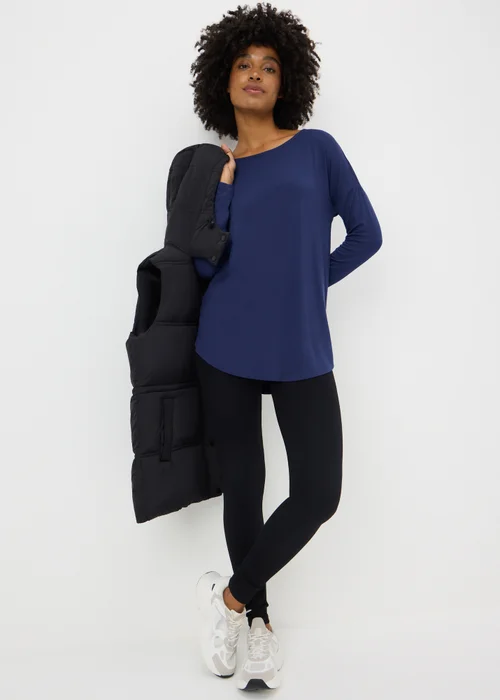 Navy Relaxed Fit Long Sleeve Top - S Image 1