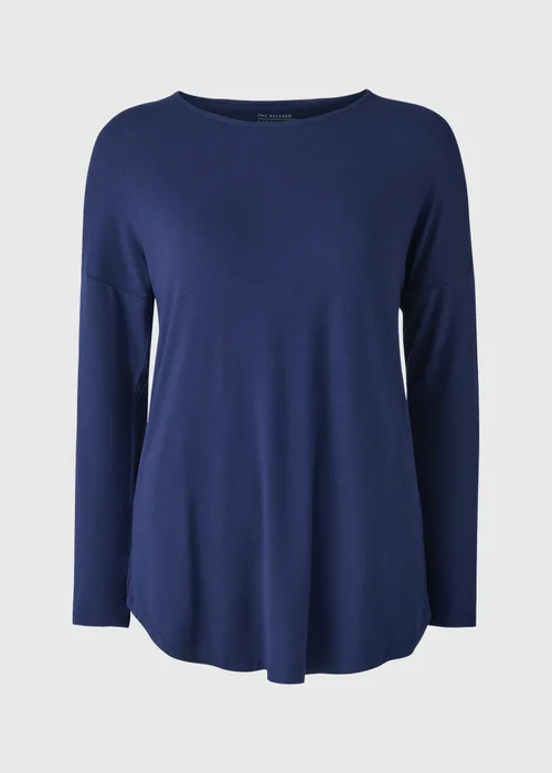 Navy Relaxed Fit Long Sleeve Top - S Image 4