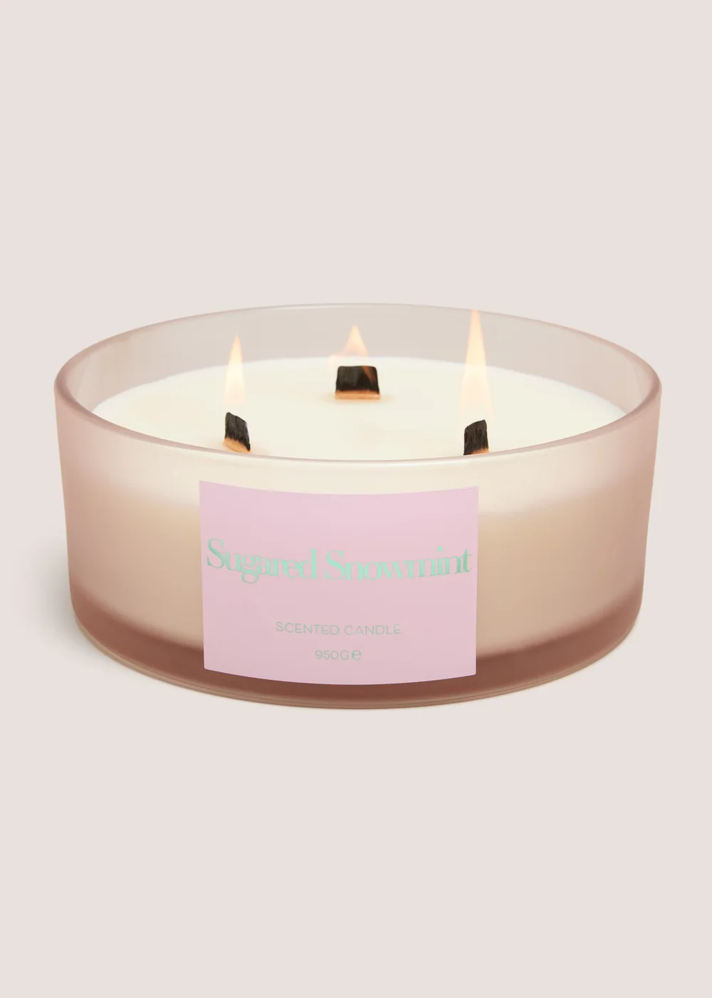 Pink Christmas Wooden Wick Candle Image 1