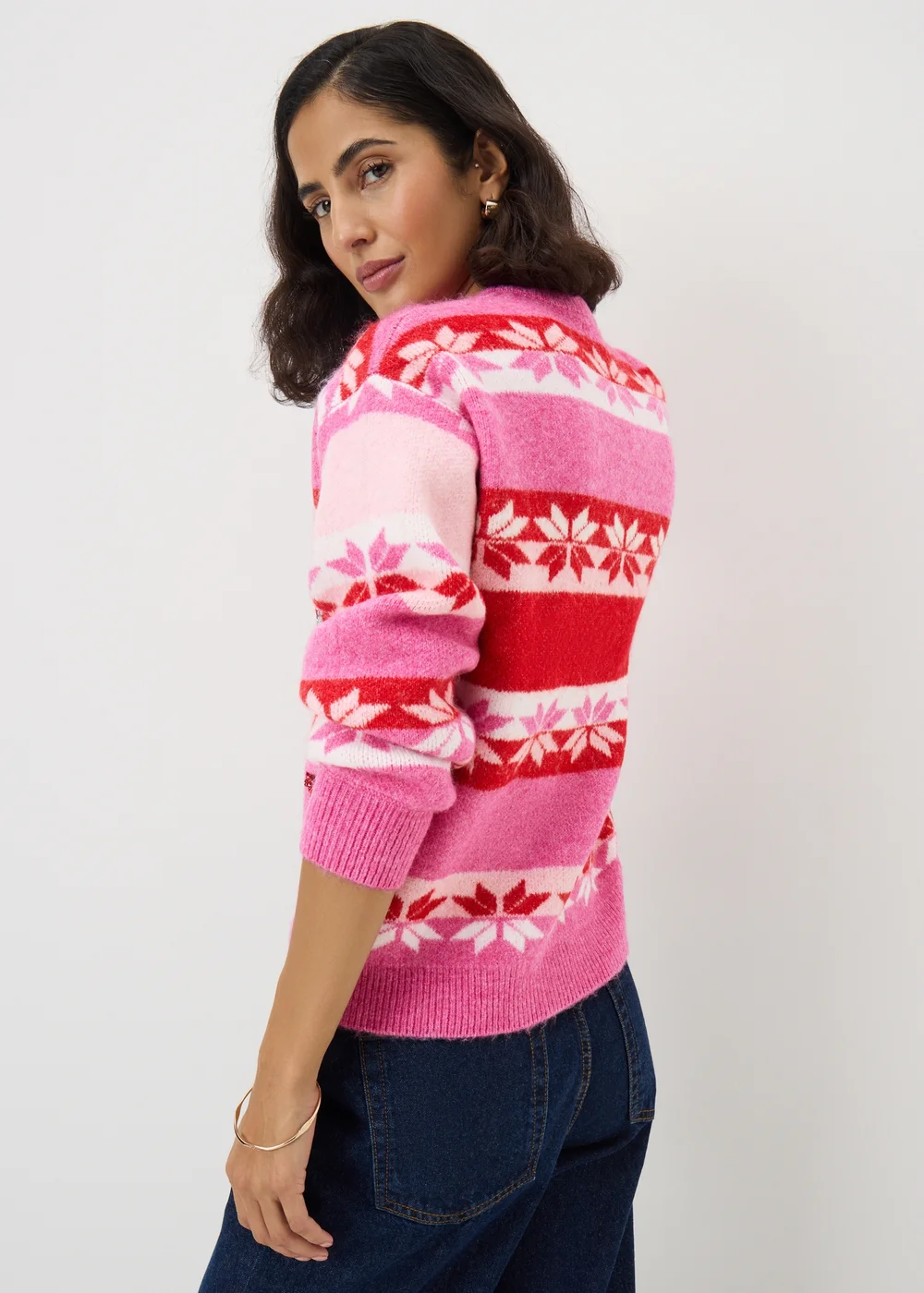 Pink Merry Jolly & Bright Christmas Jumper - XS Image 3