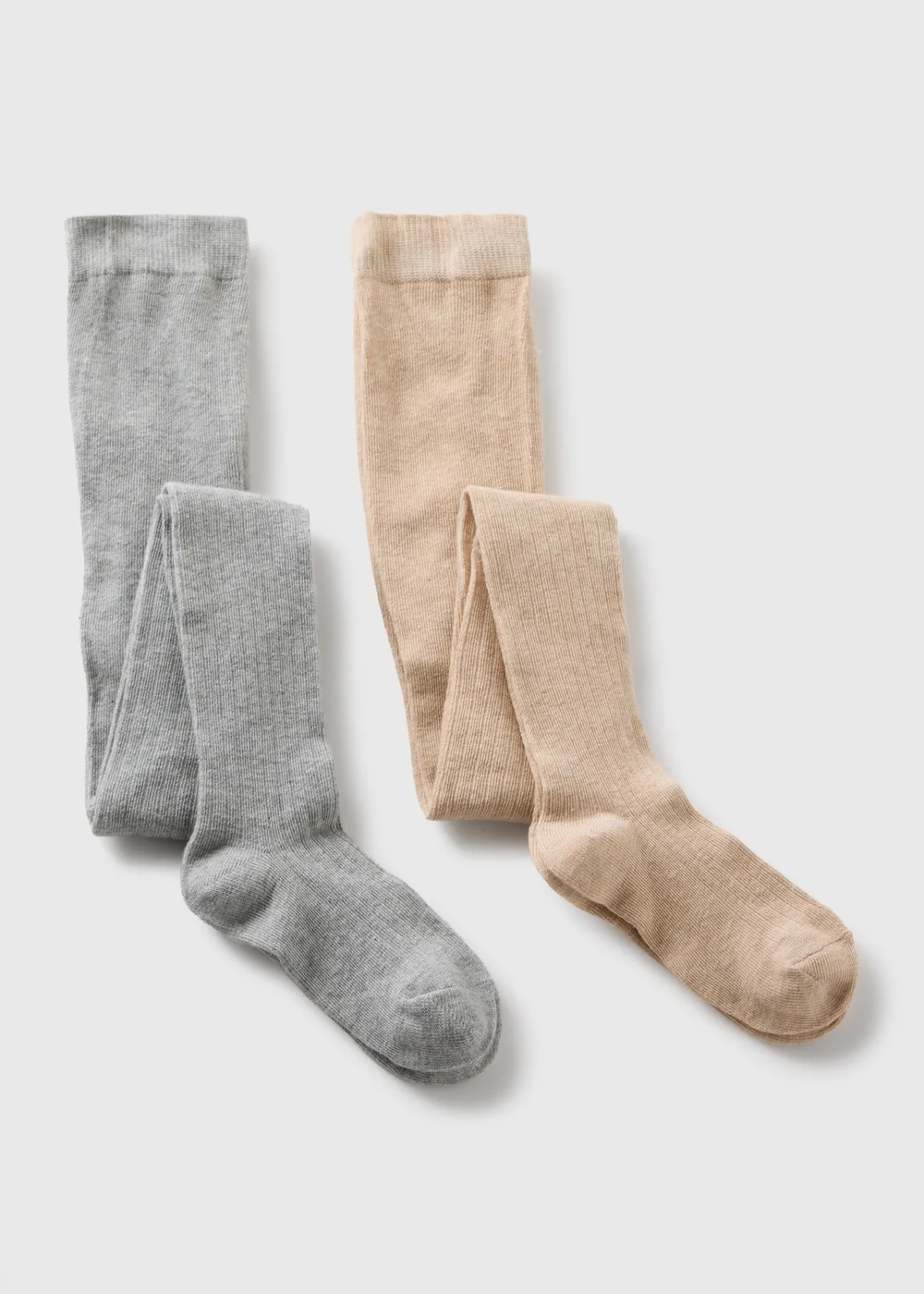 2 Pack Girls Grey & Oatmeal Ribbed Tights (2-11yrs) - 2-3 Yrs Image 1