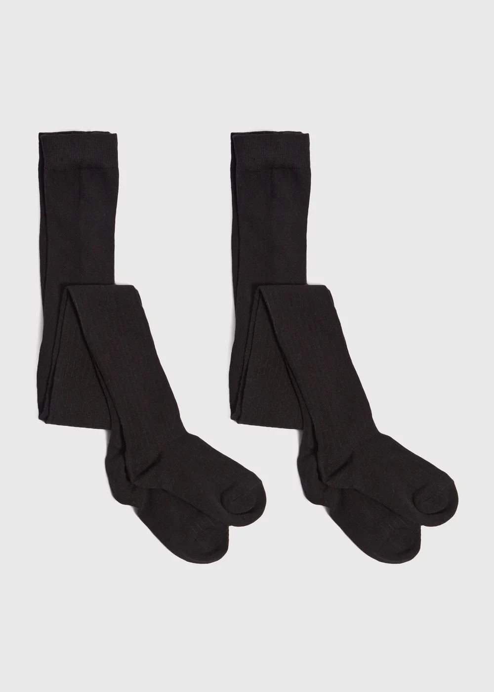 2 Pack Girls Black Ribbed Tights (4-13yrs) - 4-5 Yrs Image 1