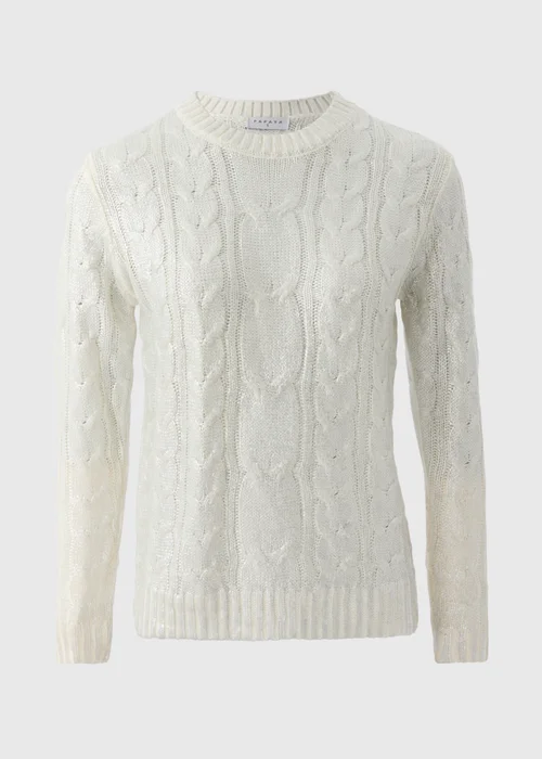 Cream Cable Foil Knit Jumper - S Image 4