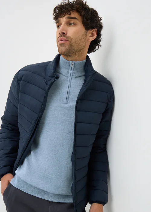 Light Blue Merino Wool 1/4 Zip Jumper - S Image 2