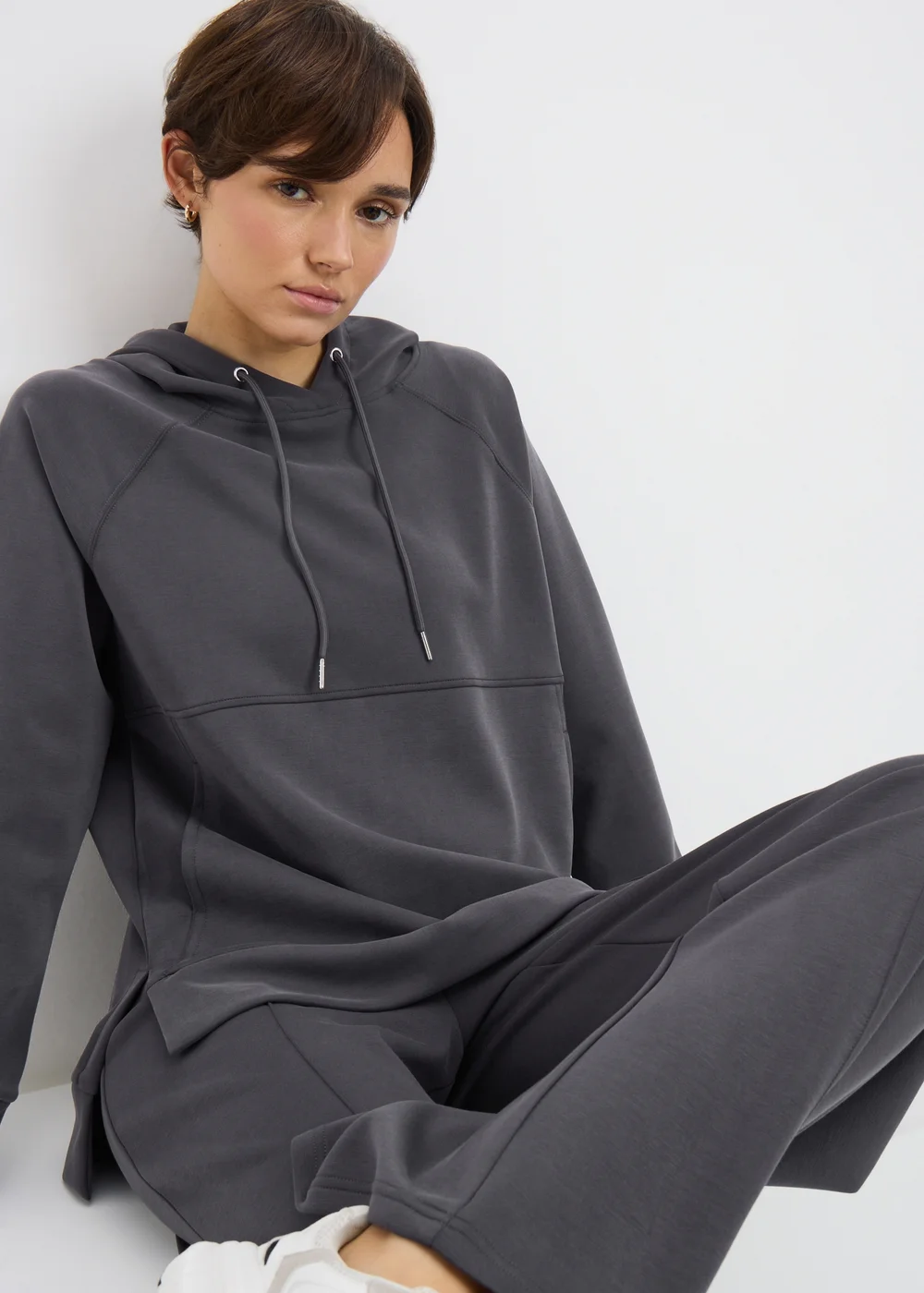 Grey Longline Hoodie - L Image 1