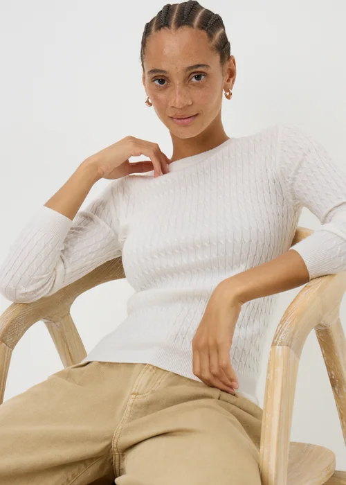 Cream Knitted Baby Cable Jumper - 24 Image 2