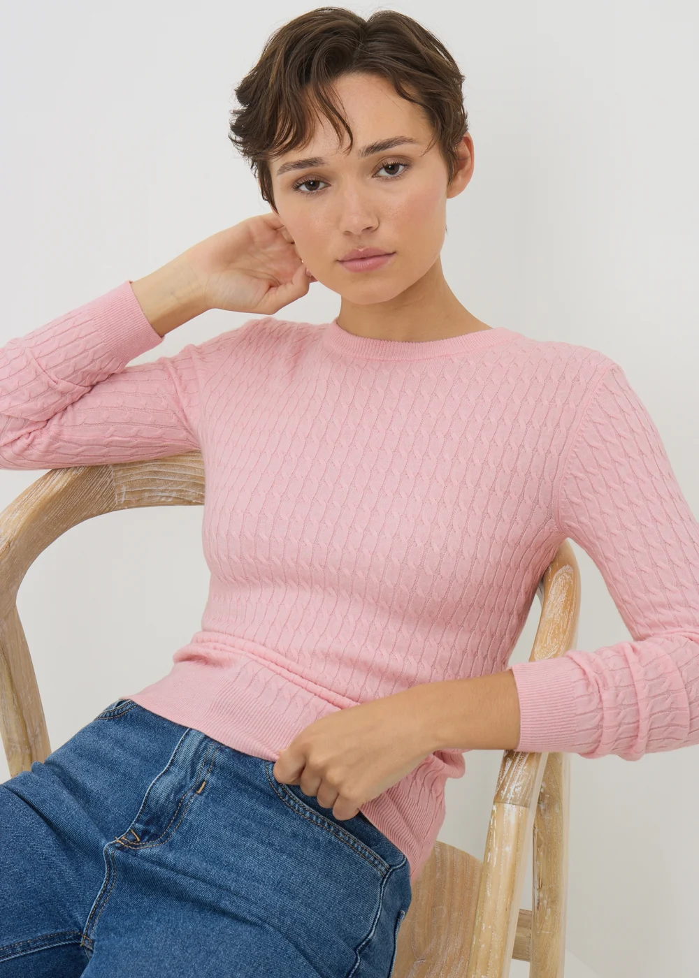 Pale Pink Baby Cable Jumper - 8 Image 1