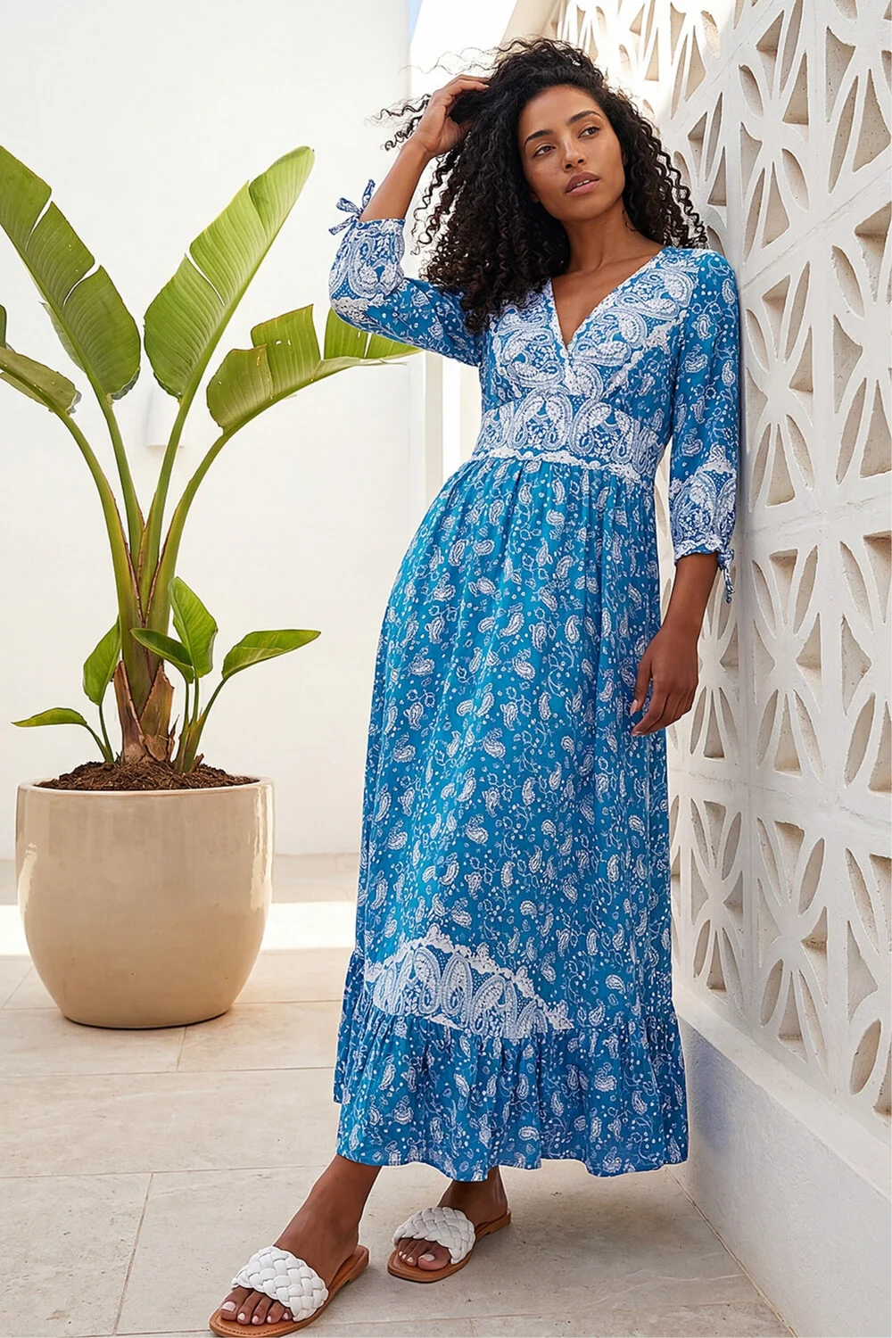 blue paisley dress Orchard Oasis Maxi in back Upstate New York style See You There Navy Blue