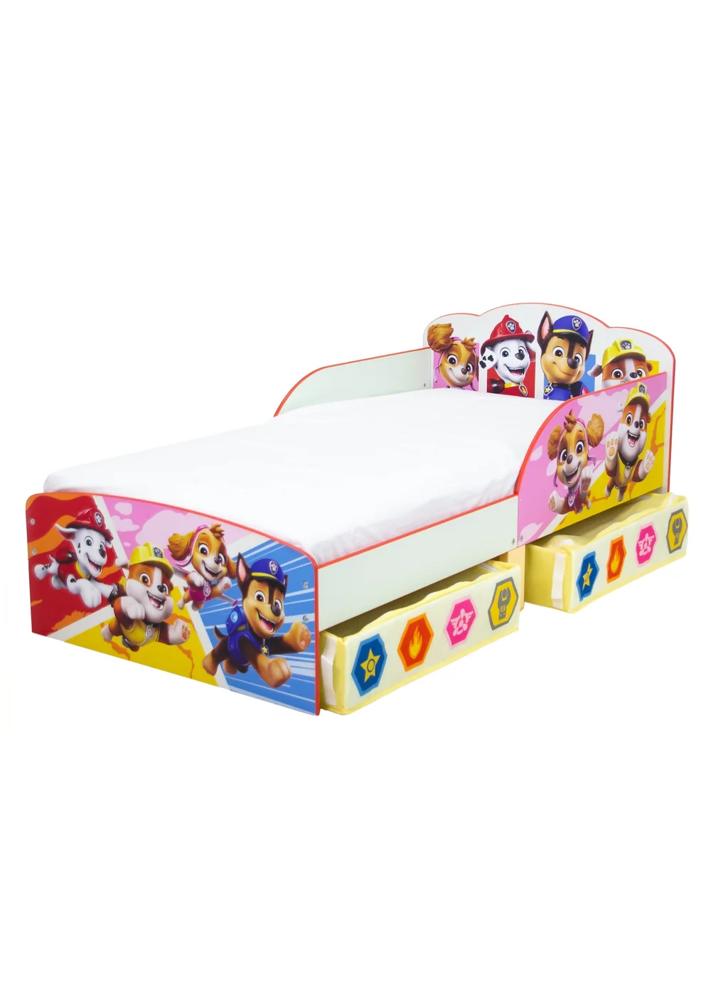 Paw Patrol Badges Toddler Bed with Storage - One Size Image 1