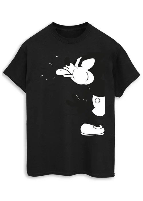 Spiral Galaxy Disney Mickey Mouse Split Black T-Shirt - M Image 1