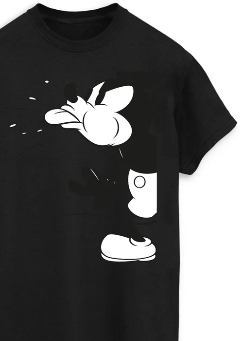 Spiral Galaxy Disney Mickey Mouse Split Black T-Shirt - M Image 2