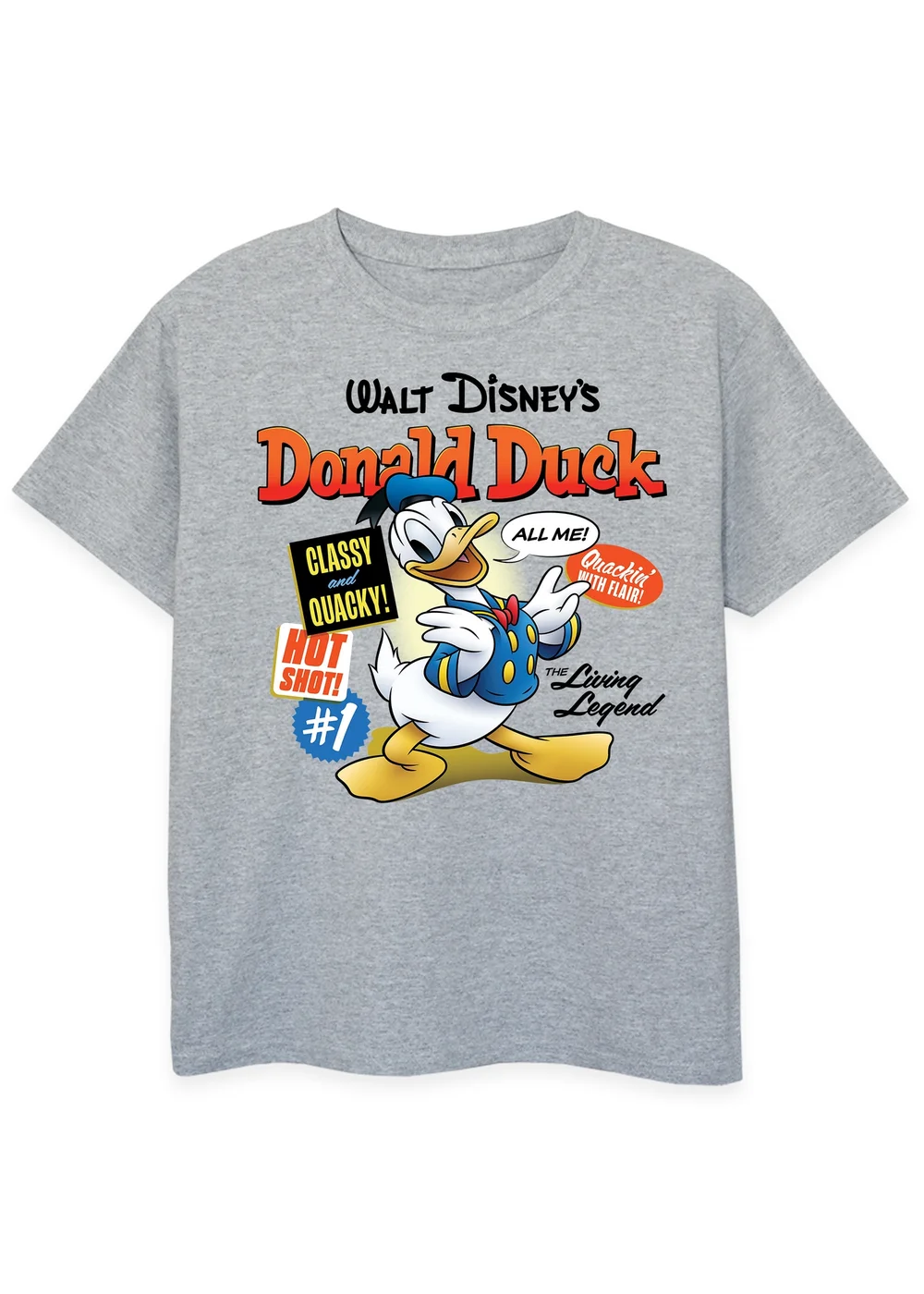 Ada & Ted Disney Donald Duck Comic Cover Kids Heather Grey T-Shirt (3-13 Years) - 9-11 Yrs Image 1