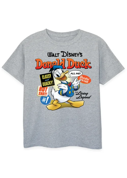 Ada & Ted Disney Donald Duck Comic Cover Kids Heather Grey T-Shirt (3-13 Years) - 9-11 Yrs Image 1