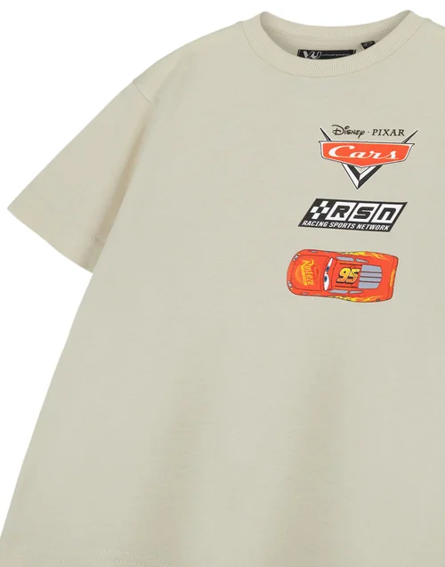 Disney Beige Cars Racing Sports Network Kids T-Shirt (3-14 Years) - 13-14 Yrs Image 5