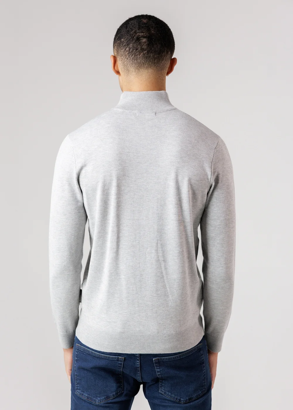 French Connection Light Grey 1/2 Zip Knitted Jumper - S Image 2