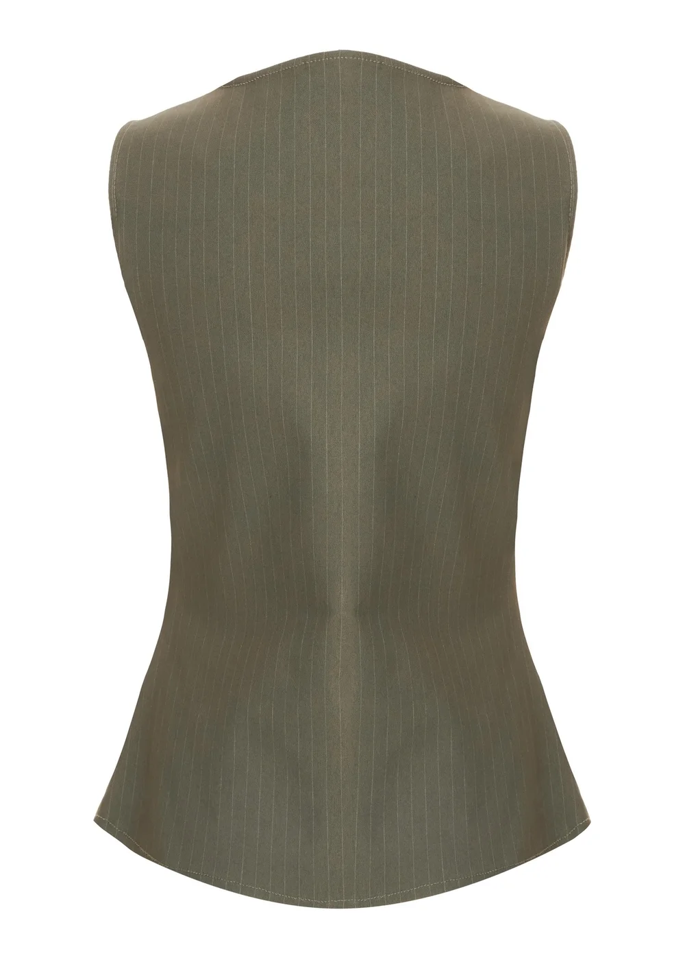 Quiz Khaki Pinstripe Button Front Waistcoat - 6 Image 5