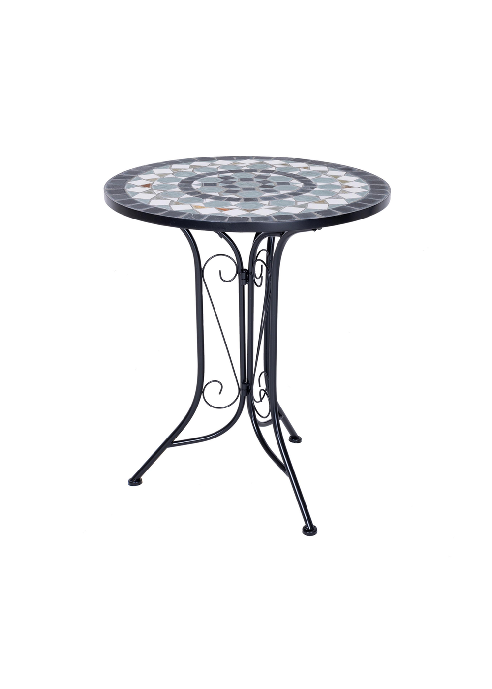 Charles Bentley 3 Piece Wrought Iron Mosaic Bistro Set (2 Seater) - One Size Image 4
