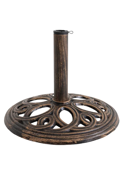 Charles Bentley Cast Iron Round Patio Umbrella Parasol Base Stand Bronze - One Size Image 4
