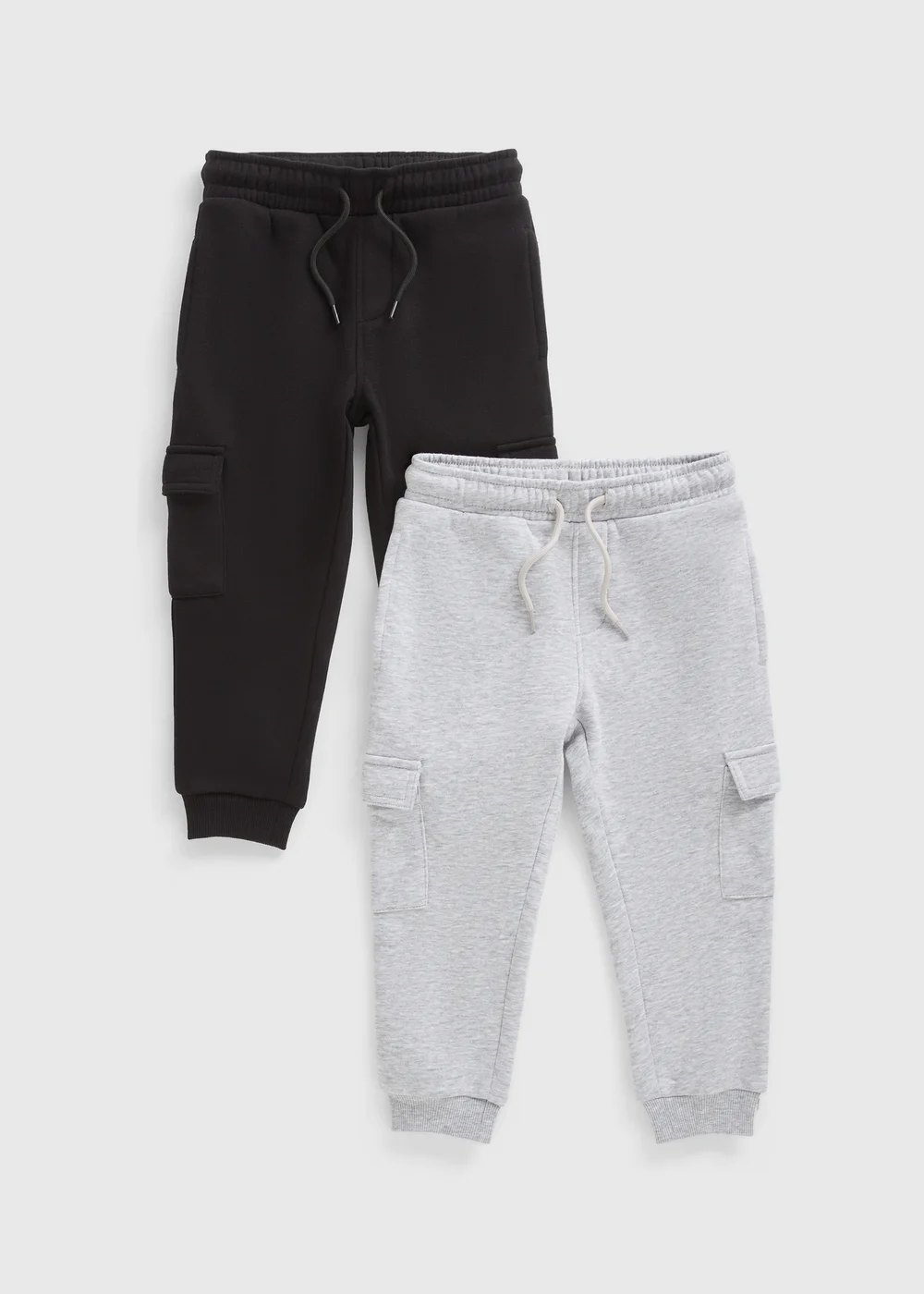 2 Pack Boys Grey & Black Cargo Jogging Bottoms (1-7yrs) - 1 half year to 2 Image 1