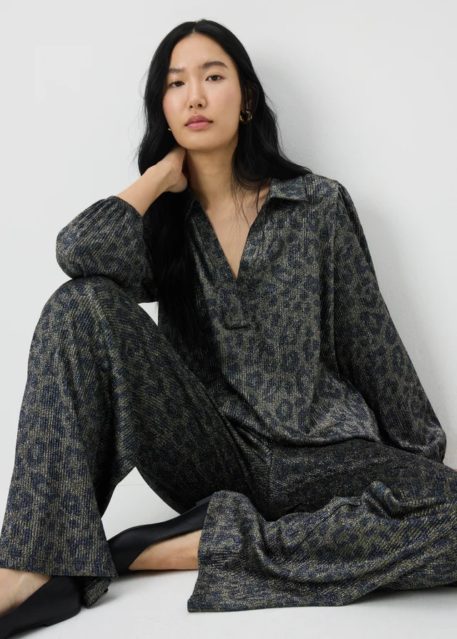 Gold Glitter Leopard Co Ord Trousers