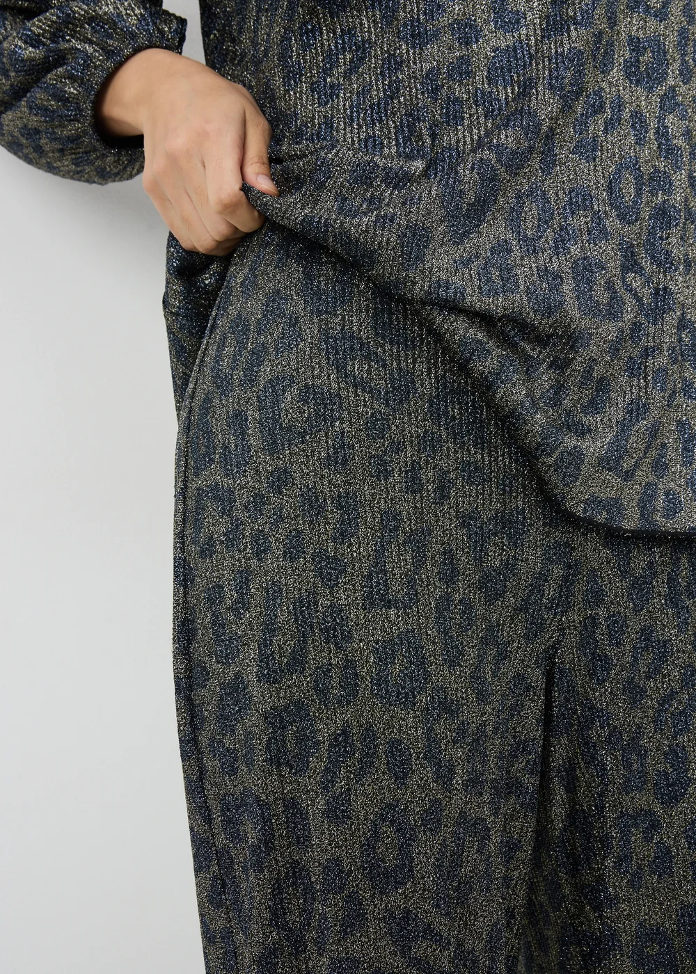 Gold Glitter Leopard Co Ord Trousers - 22/L31 Image 3