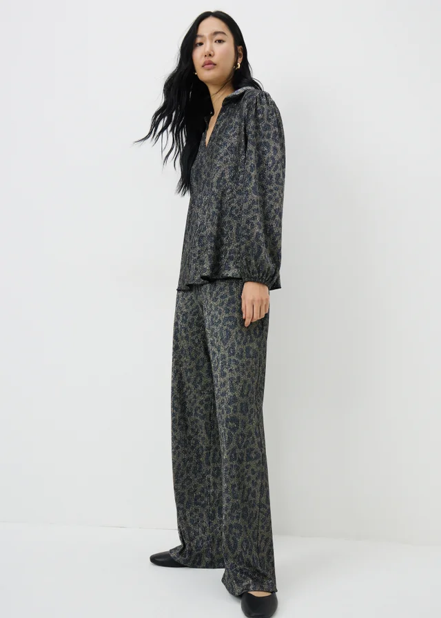 Gold Glitter Leopard Co Ord Trousers