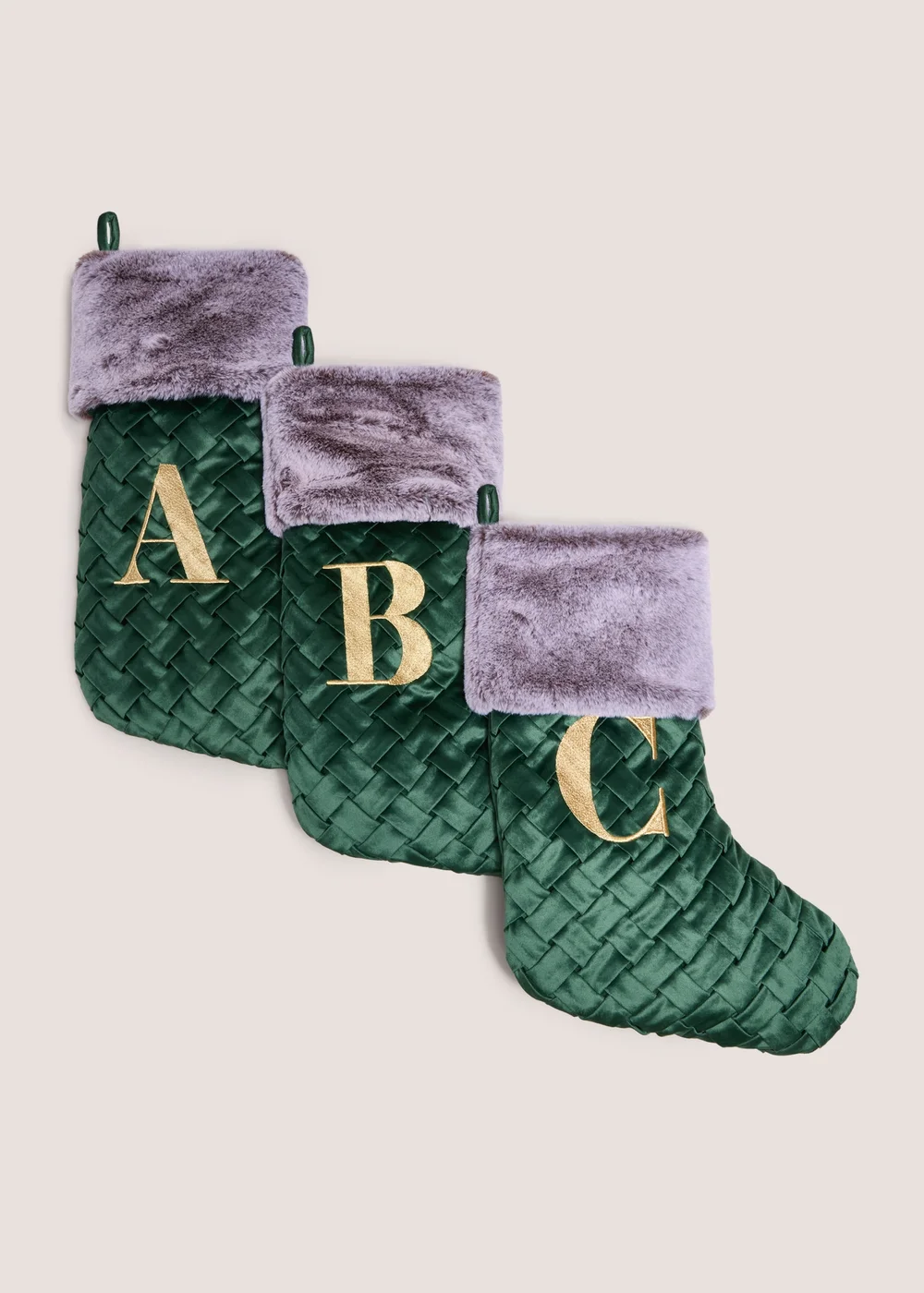Green Alphabet Woven Stocking - S Image 1